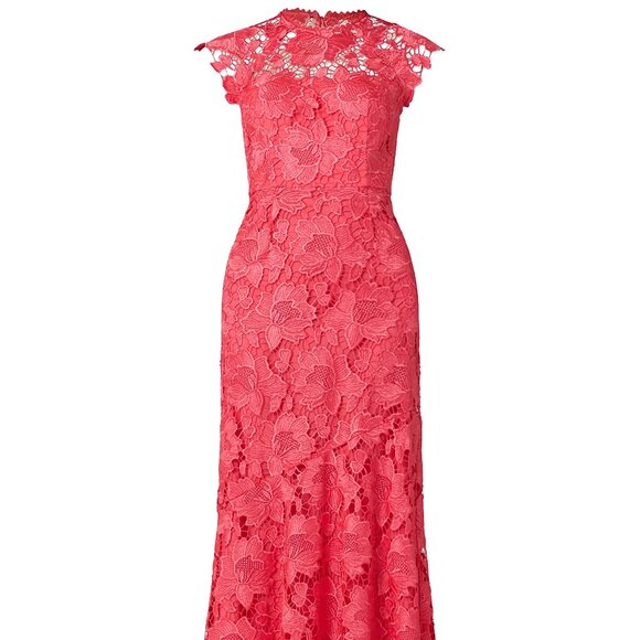 Shosanna Raven Lace Maxi Dress- Coral- Size 4 - Picture 1 of 5